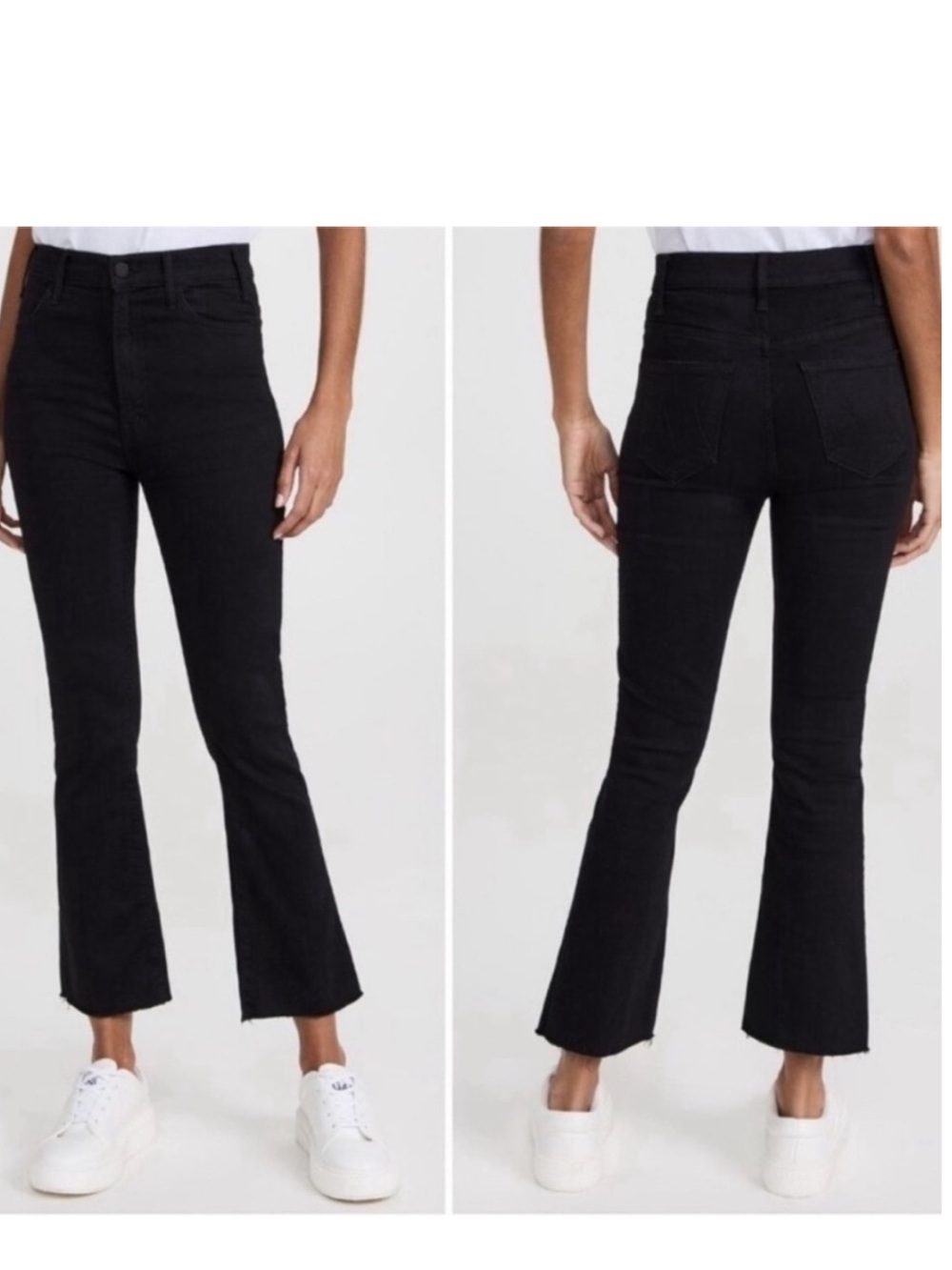 MOTHER Hustler Ankle Fray Encounters at Night Black Stretch Flare Jeans Size 28